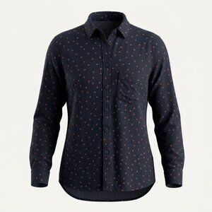 Madewell Oversized Ex-Boyfriend Shirt Mini Floral Black Button Down‎ Size XS